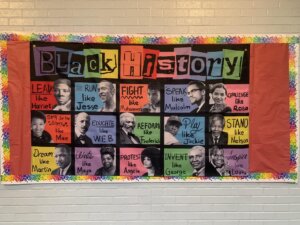 Photo of Black History Month at Creative Montessori Academy showcasing historical african american figures throughout history